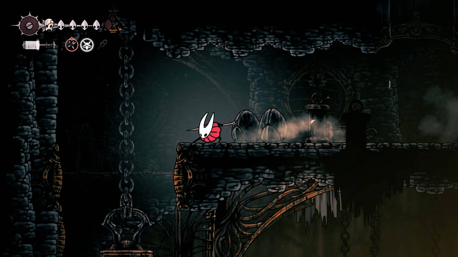 Hollow Knight: Silksong screenshot: Showing the path through Underworks.