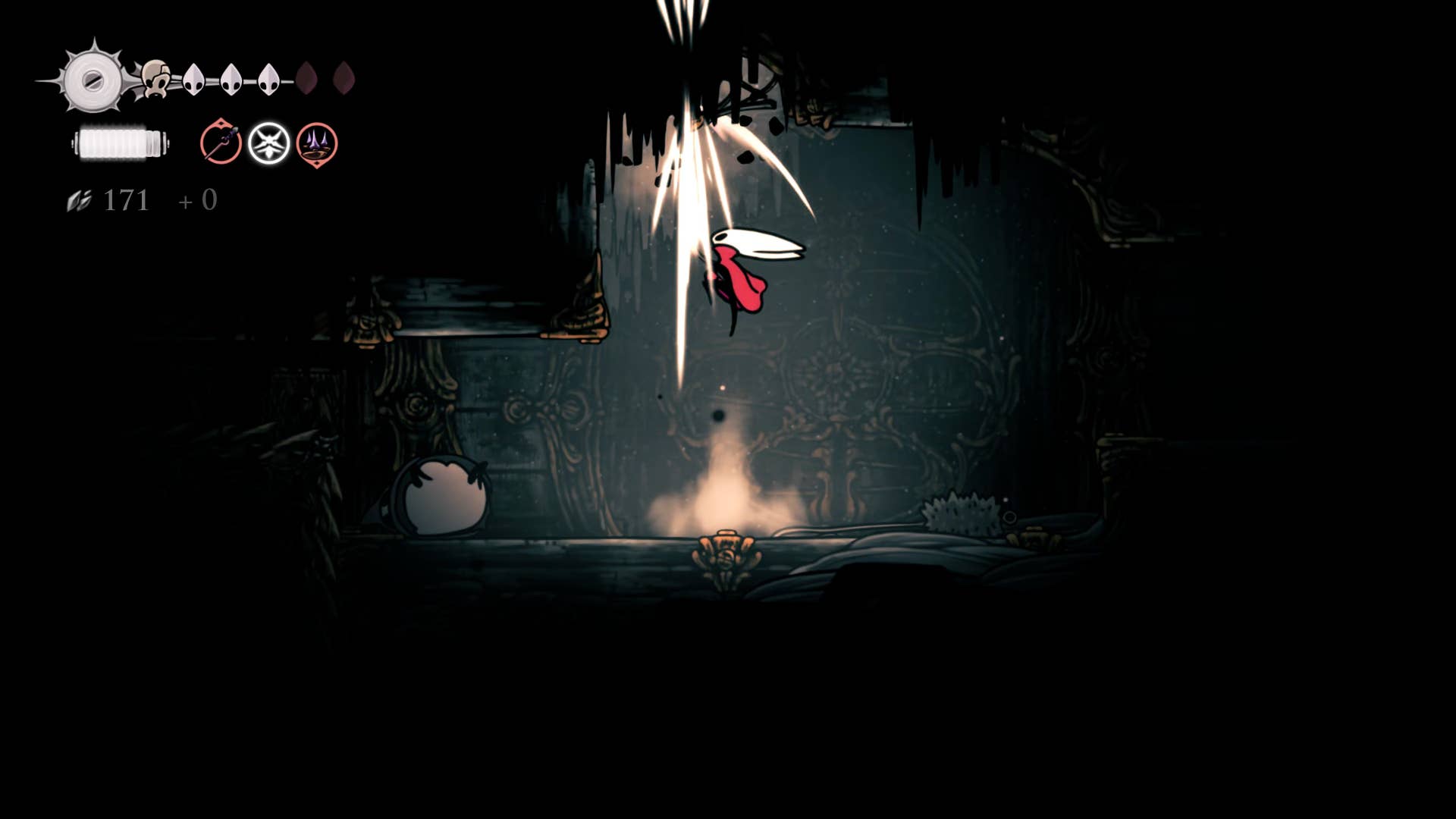 Hollow Knight: Silksong screenshot: Showing the path through Underworks.