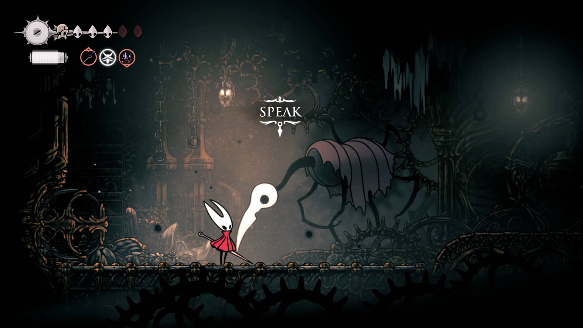 Hollow Knight: Silksong screenshot: Showing the path through Underworks.