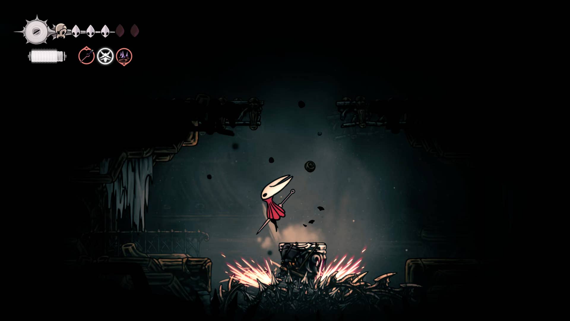 Hollow Knight: Silksong screenshot: Showing the path through Underworks.