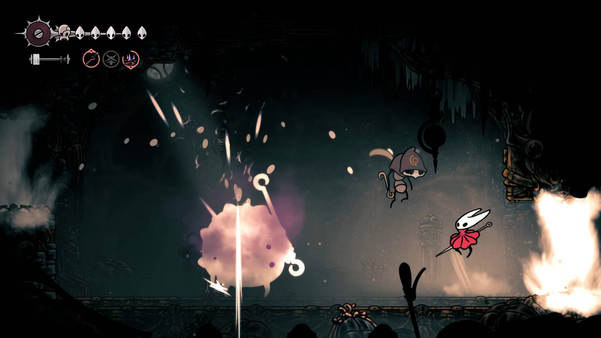Hollow Knight: Silksong screenshot: Showing the path through Underworks.
