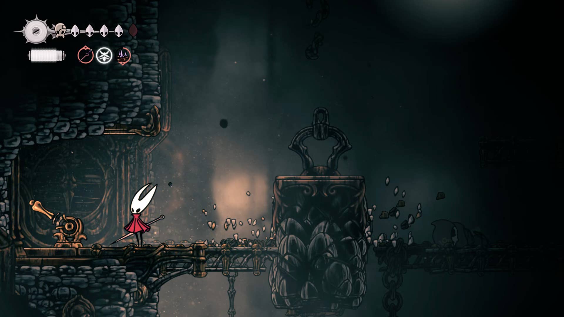 Hollow Knight: Silksong screenshot: Showing the path through Underworks.
