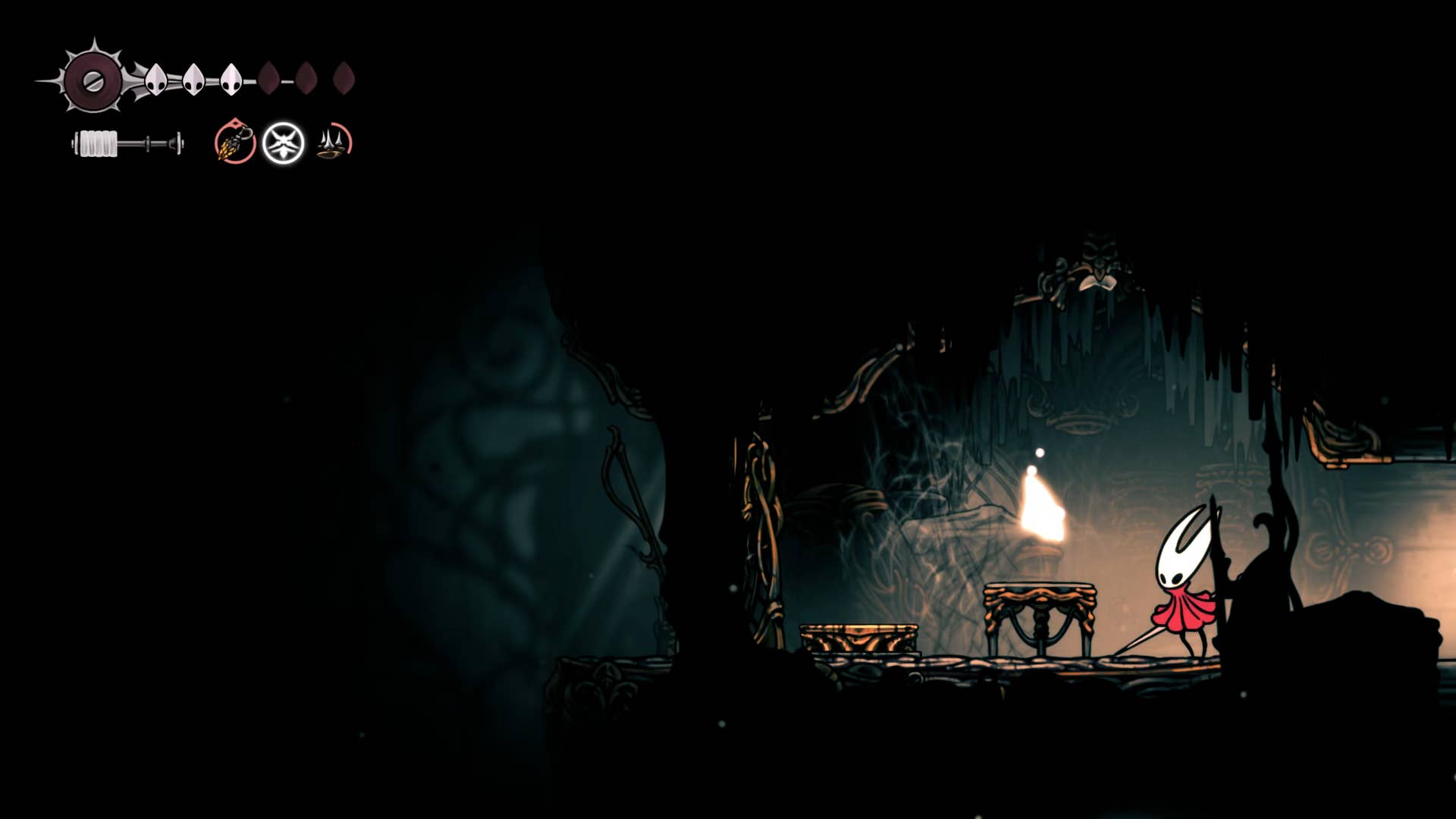 Hollow Knight screenshot: Silksong showing the path through Cogwork Core.