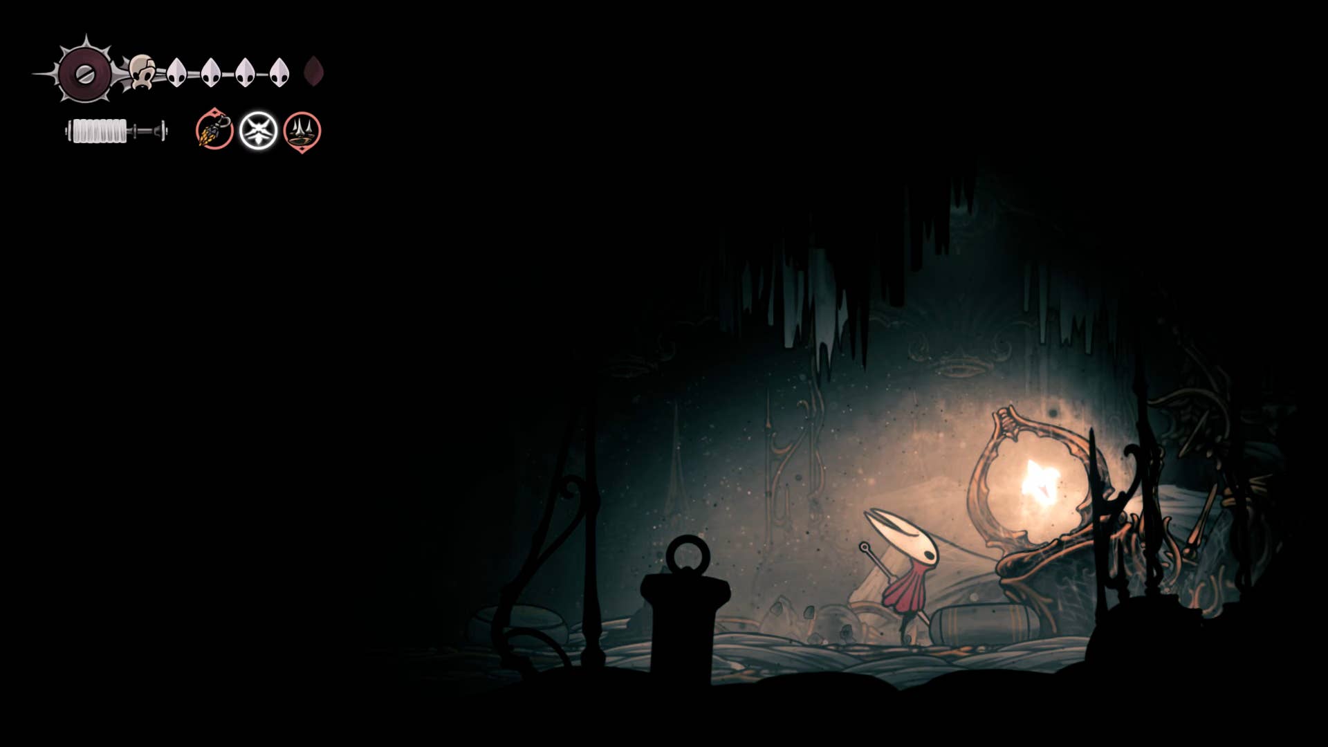 Hollow Knight screenshot: Silksong showing the path through Cogwork Core.