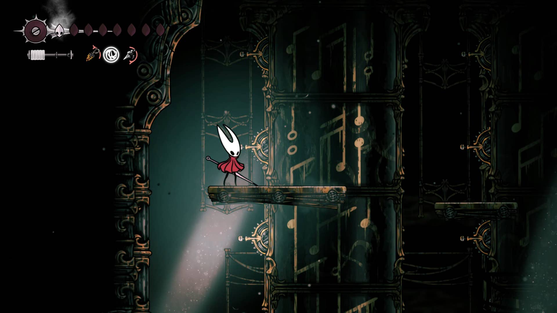 Hollow Knight screenshot: Silksong showing the path through Cogwork Core.
