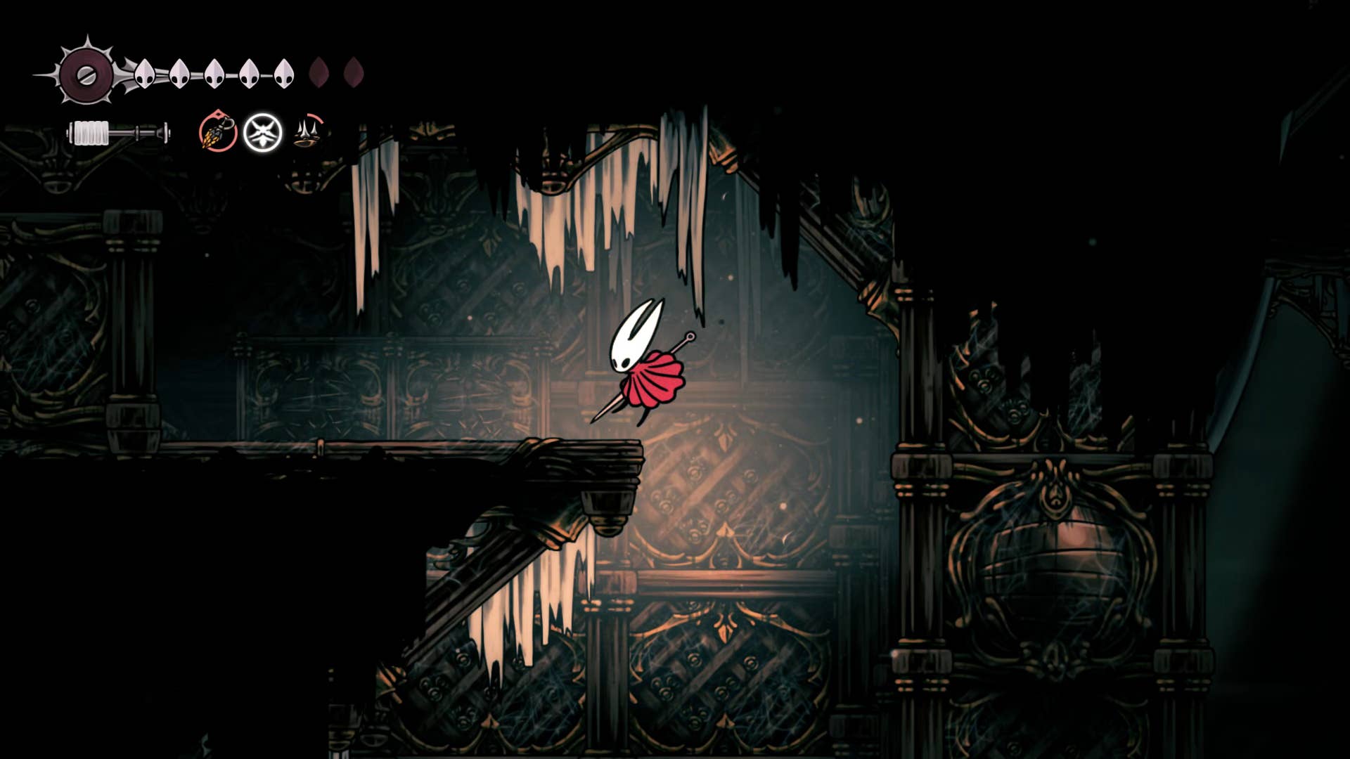 Hollow Knight screenshot: Silksong showing the path through Cogwork Core.