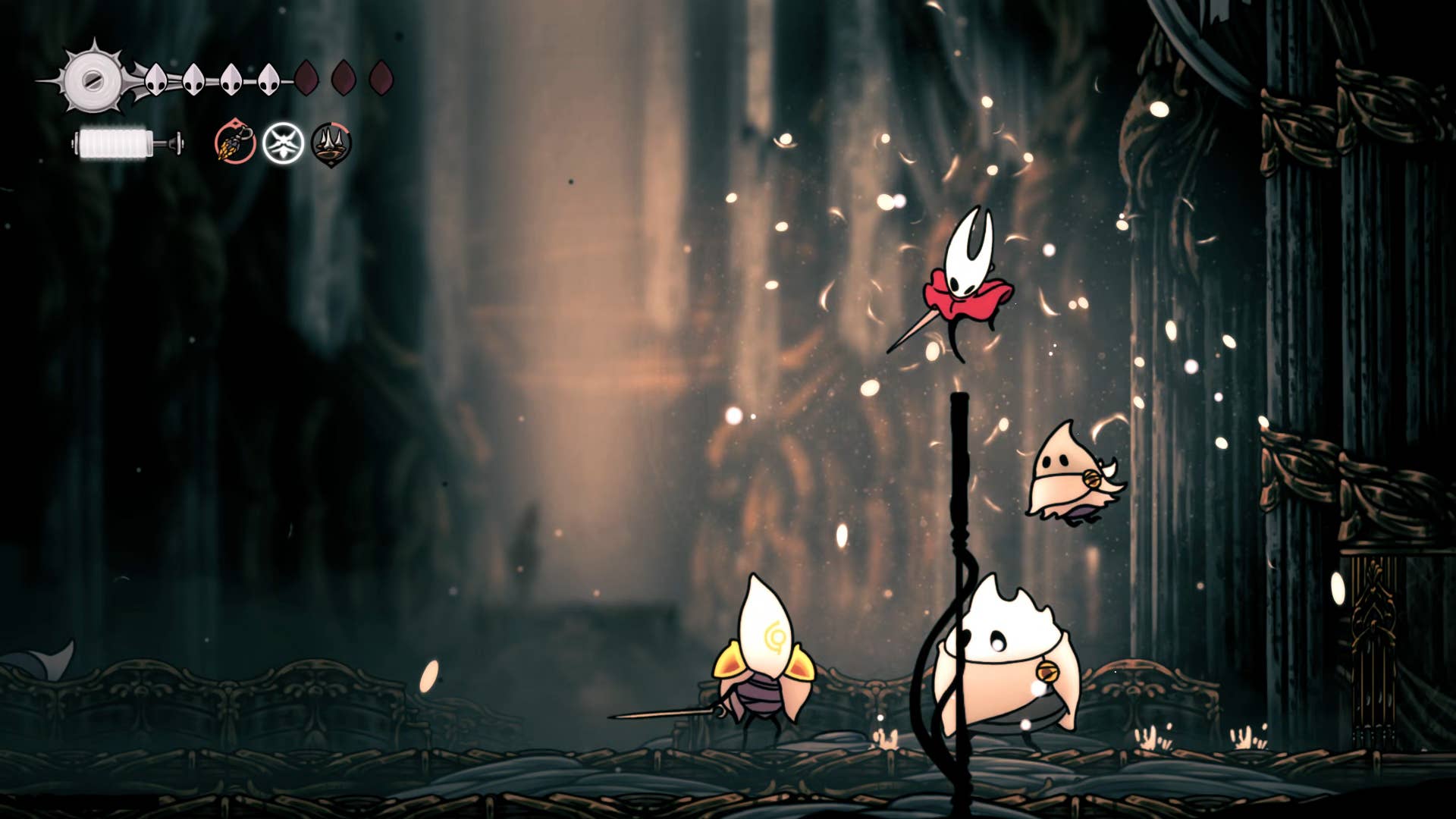Hollow Knight screenshot: Silksong showing the path through Cogwork Core.