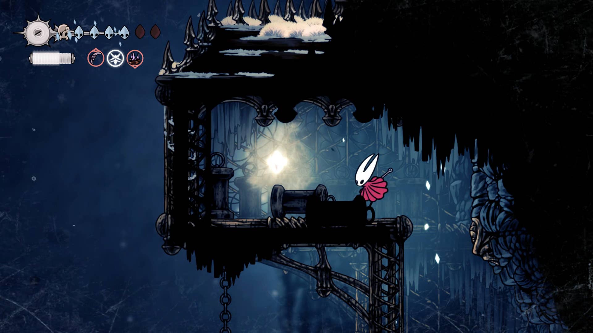 Screenshot of Hollow Knight: Silksong showing the path through Mount Fay.