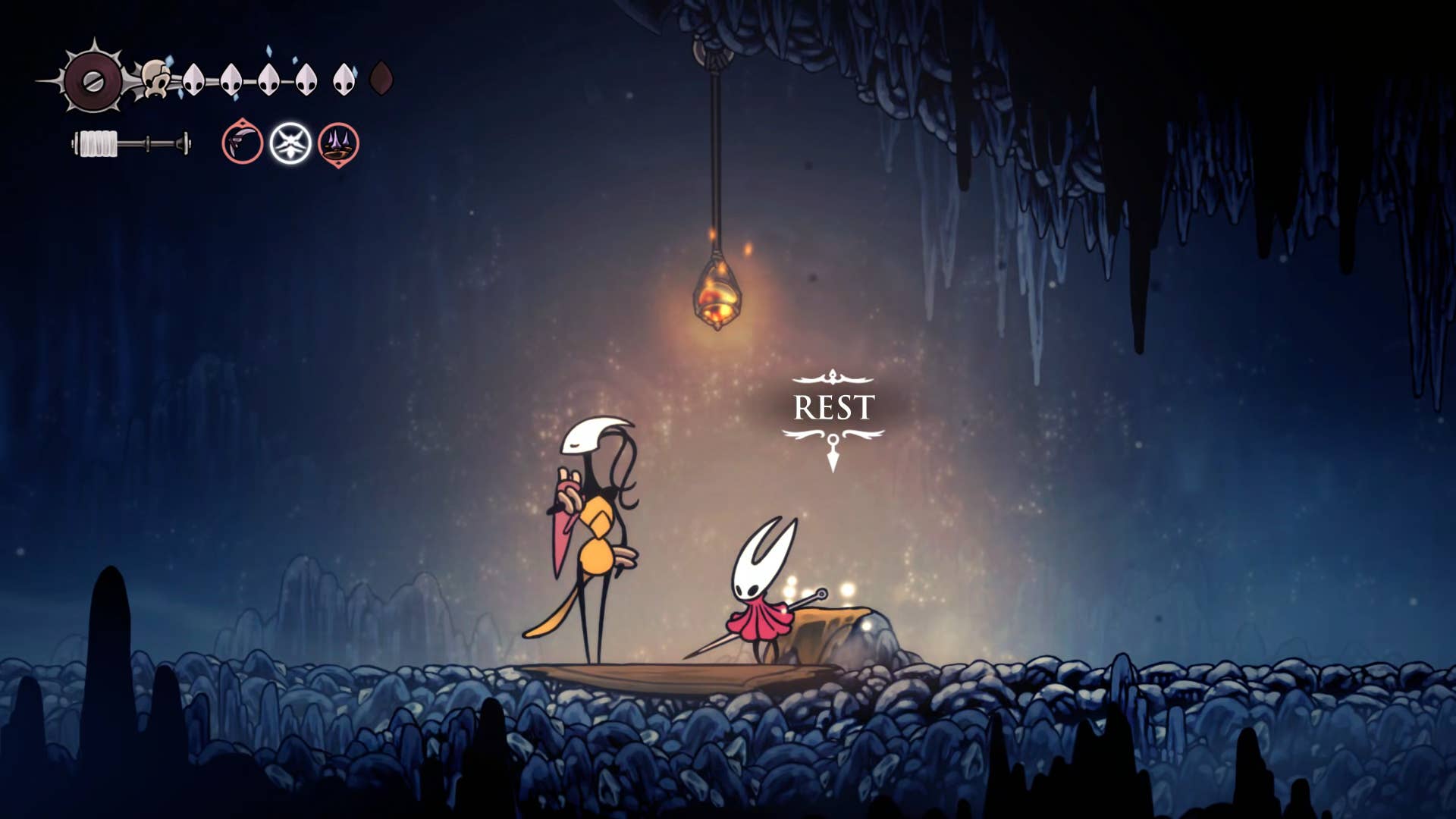 Screenshot of Hollow Knight: Silksong showing the path through Mount Fay.