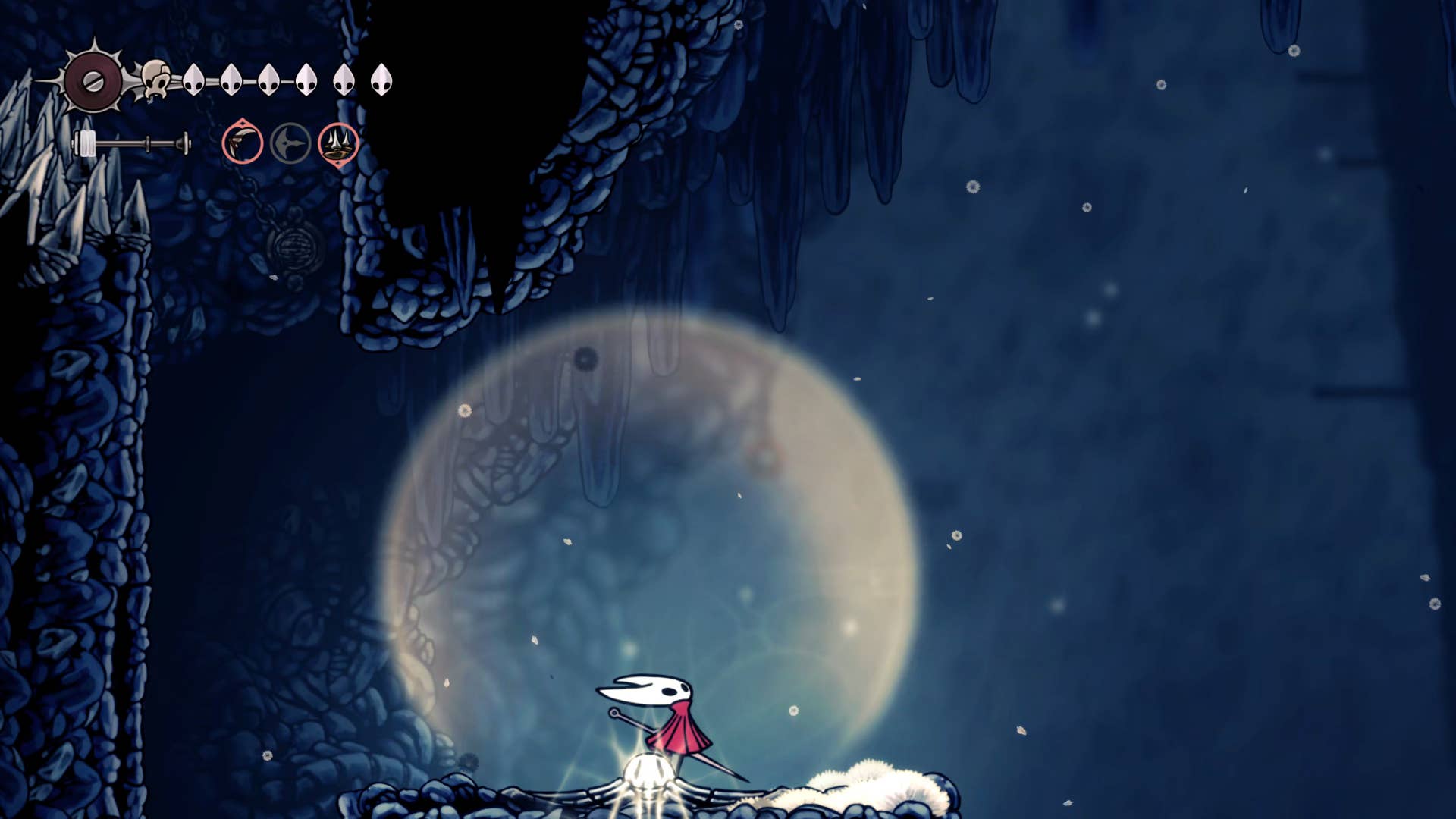 Screenshot of Hollow Knight: Silksong showing the path through Mount Fay.