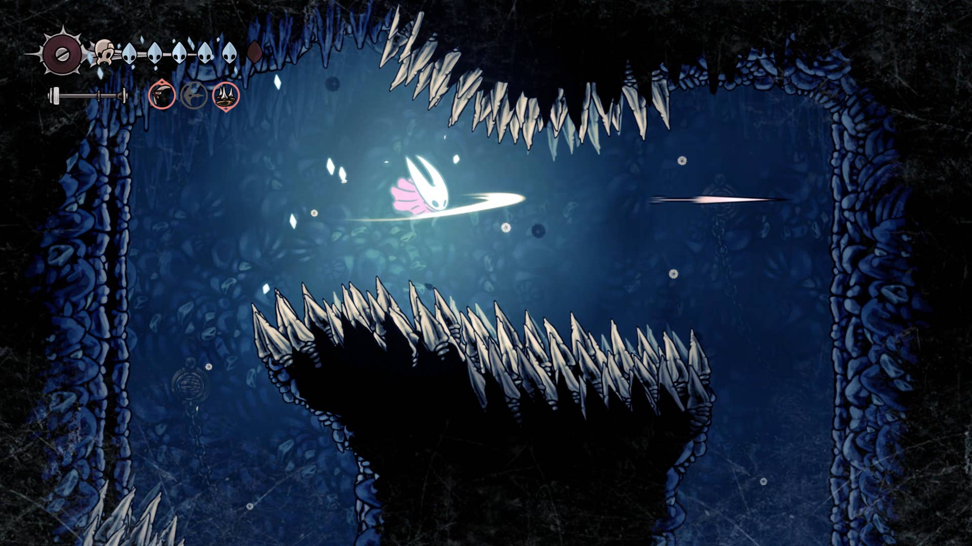 Screenshot of Hollow Knight: Silksong showing the path through Mount Fay.