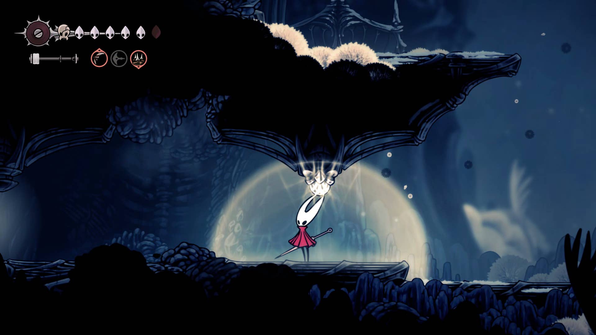 Screenshot of Hollow Knight: Silksong showing the path through Mount Fay.