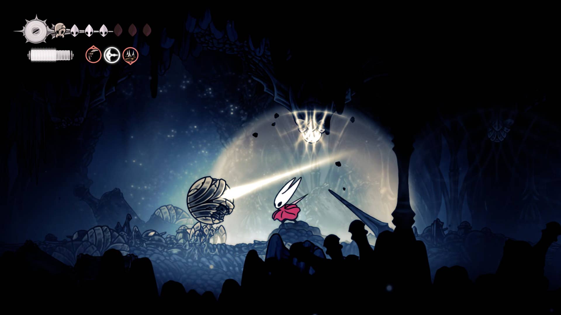 Screenshot of Hollow Knight: Silksong showing the path through Mount Fay.