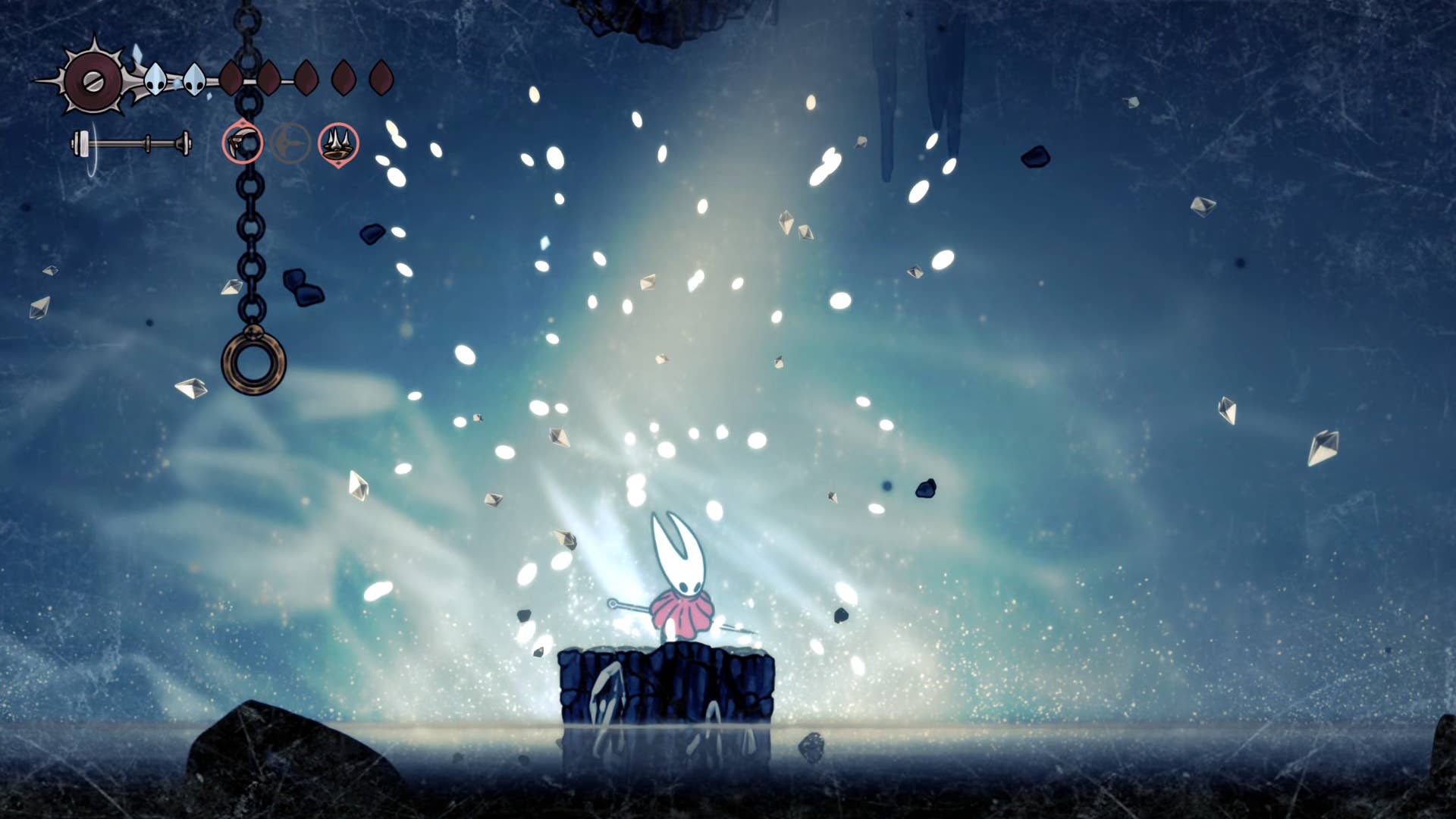 Screenshot of Hollow Knight: Silksong showing the path through Mount Fay.