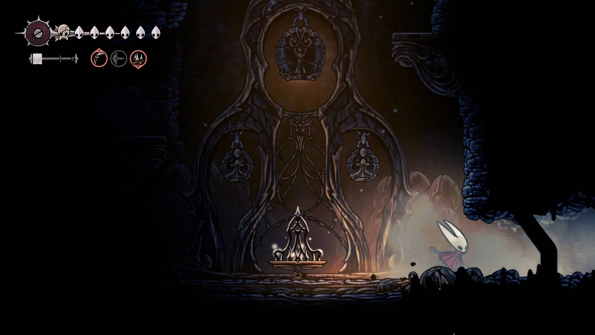 Screenshot of Hollow Knight: Silksong showing the path through Mount Fay.