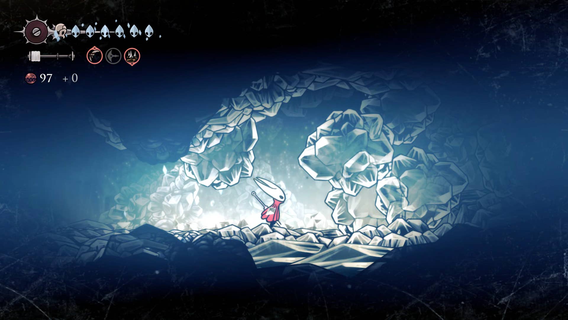 Screenshot of Hollow Knight: Silksong showing the path through Mount Fay.