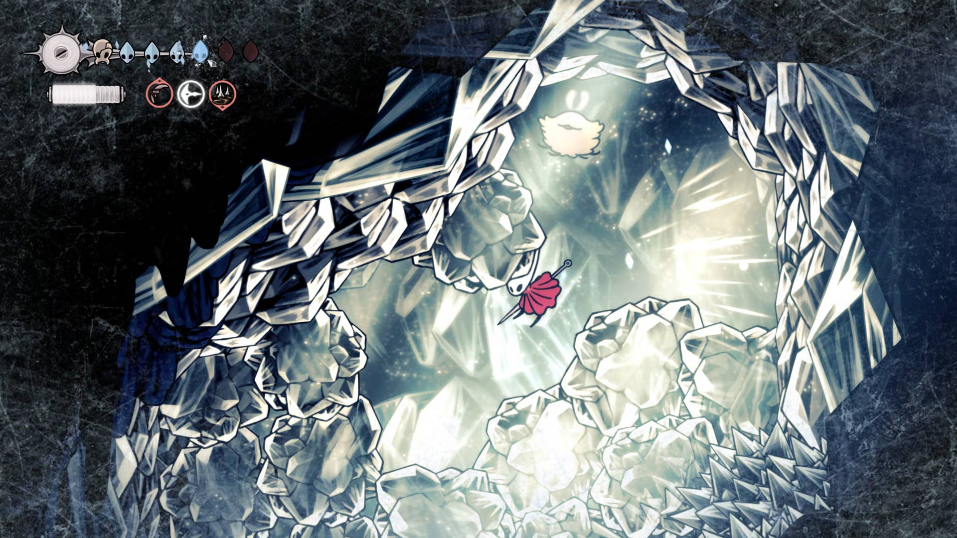 Screenshot of Hollow Knight: Silksong showing the path through Mount Fay.