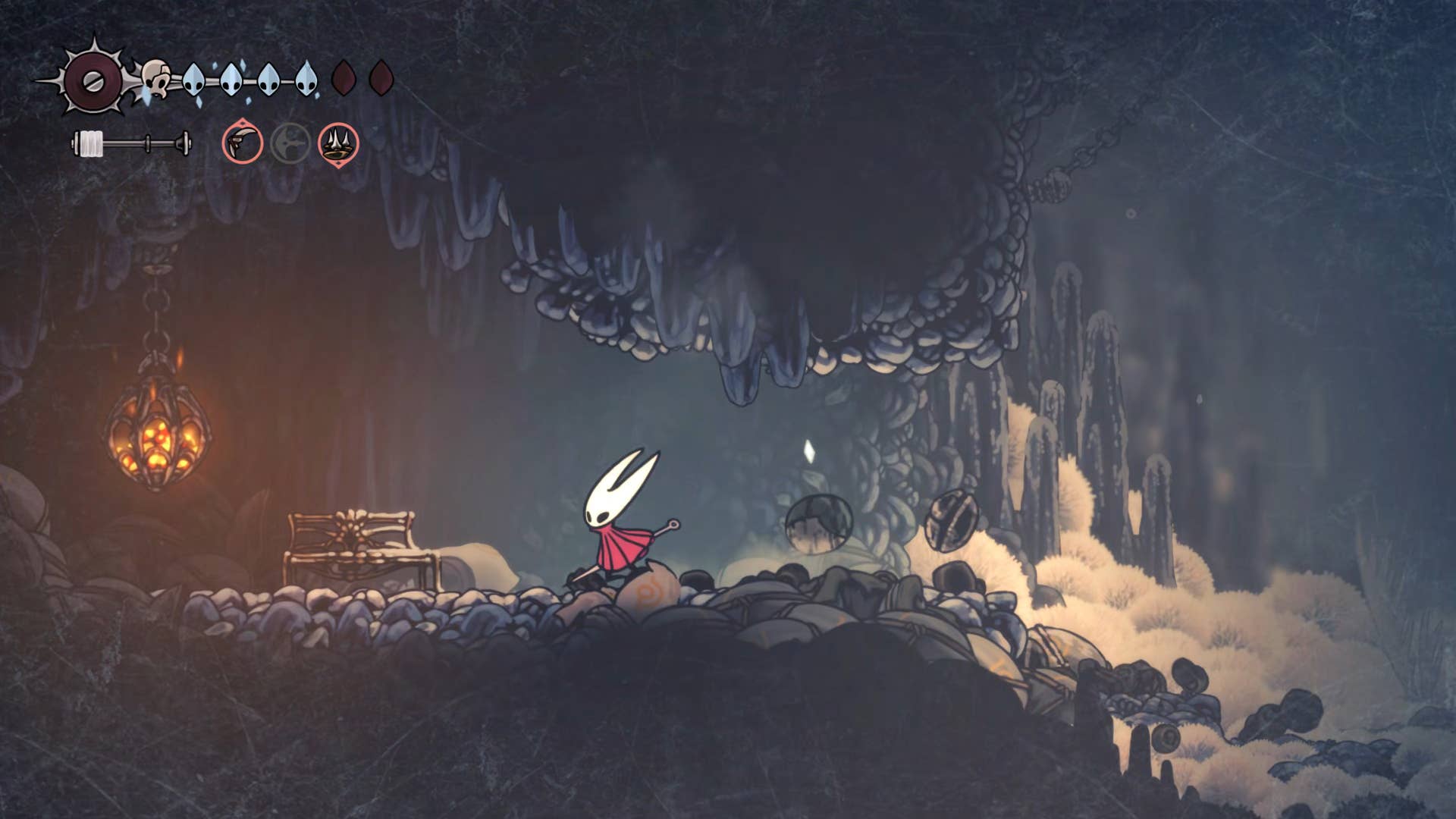 Screenshot of Hollow Knight: Silksong showing the path through Mount Fay.
