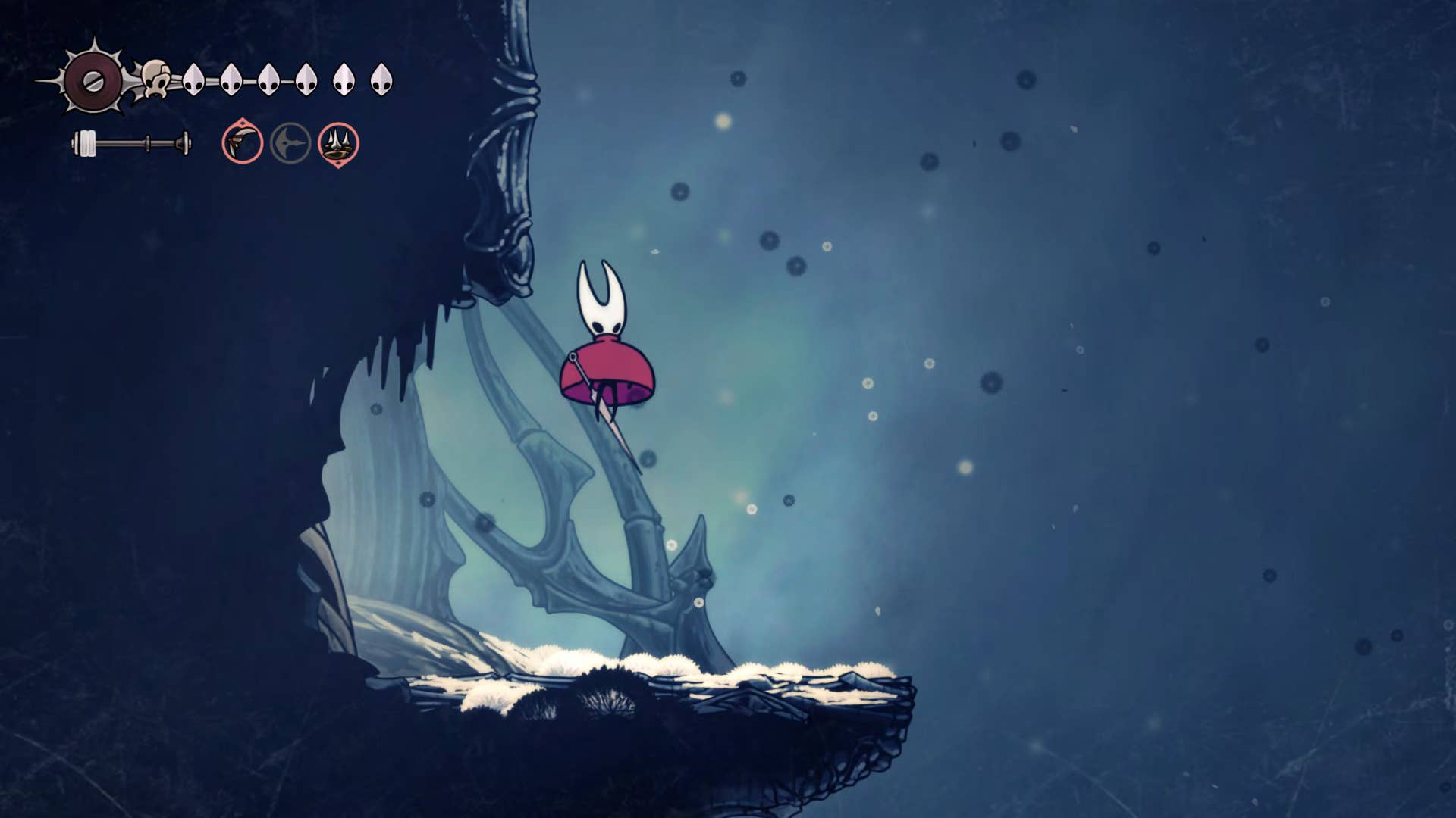 Screenshot of Hollow Knight: Silksong showing the path through Mount Fay.