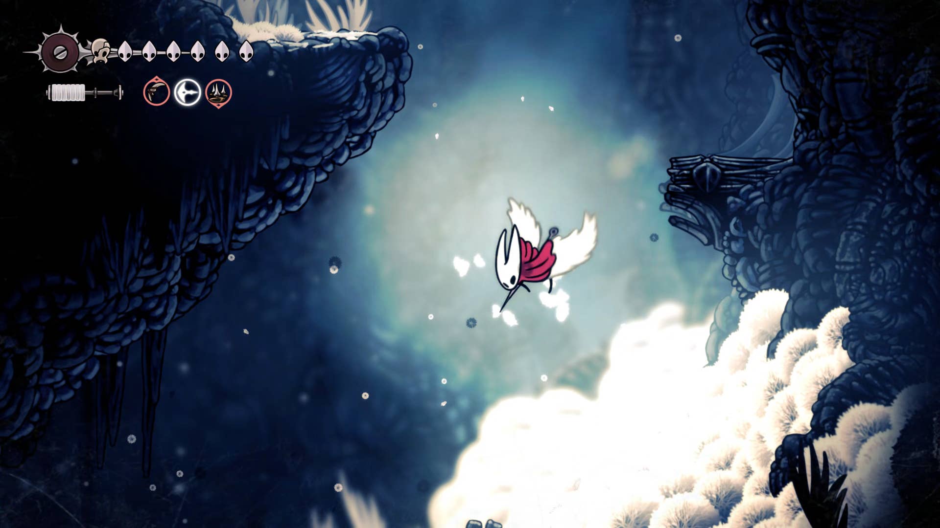 Screenshot of Hollow Knight: Silksong showing the path through Mount Fay.