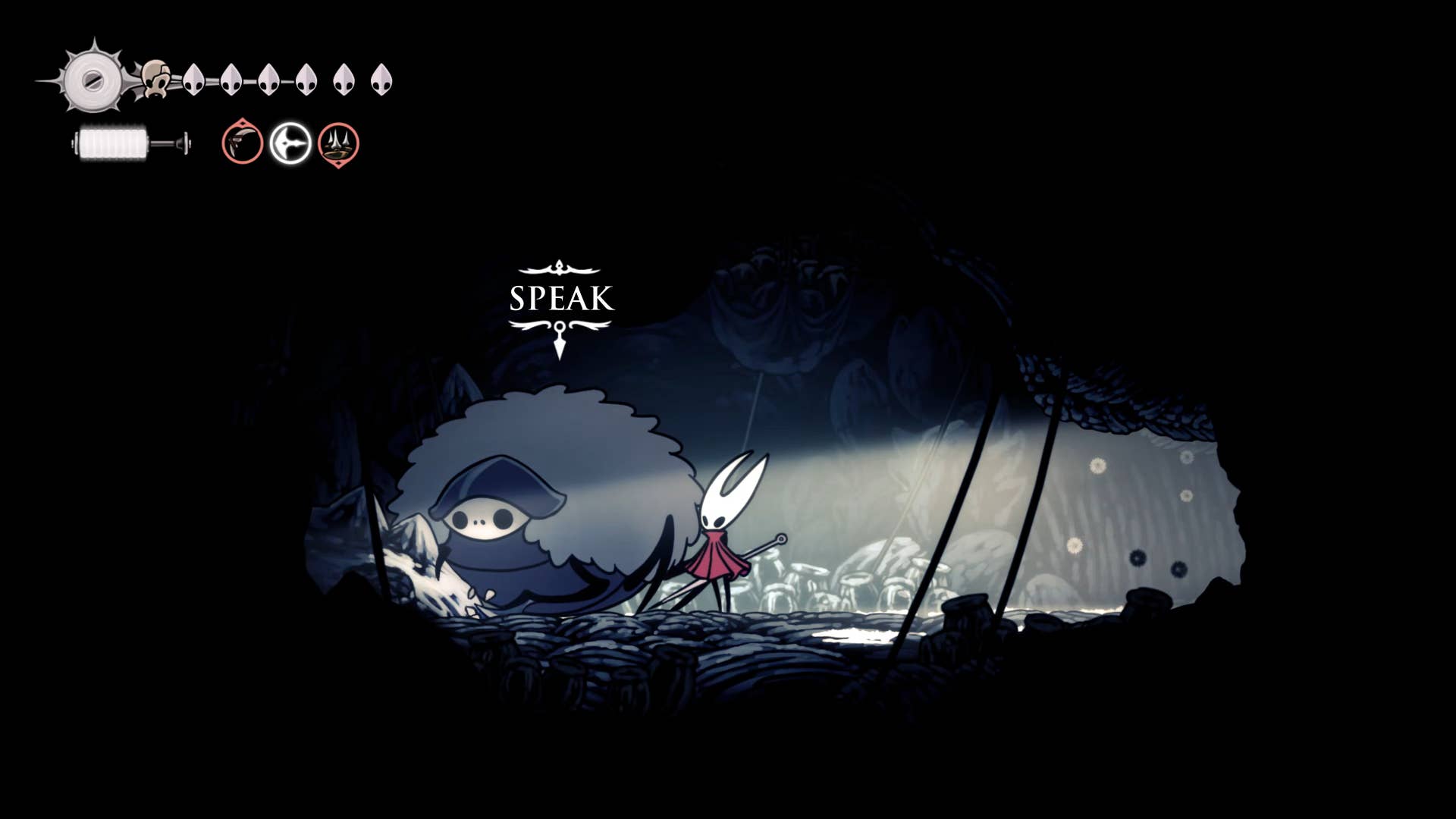 Screenshot of Hollow Knight: Silksong showing the path through Mount Fay.