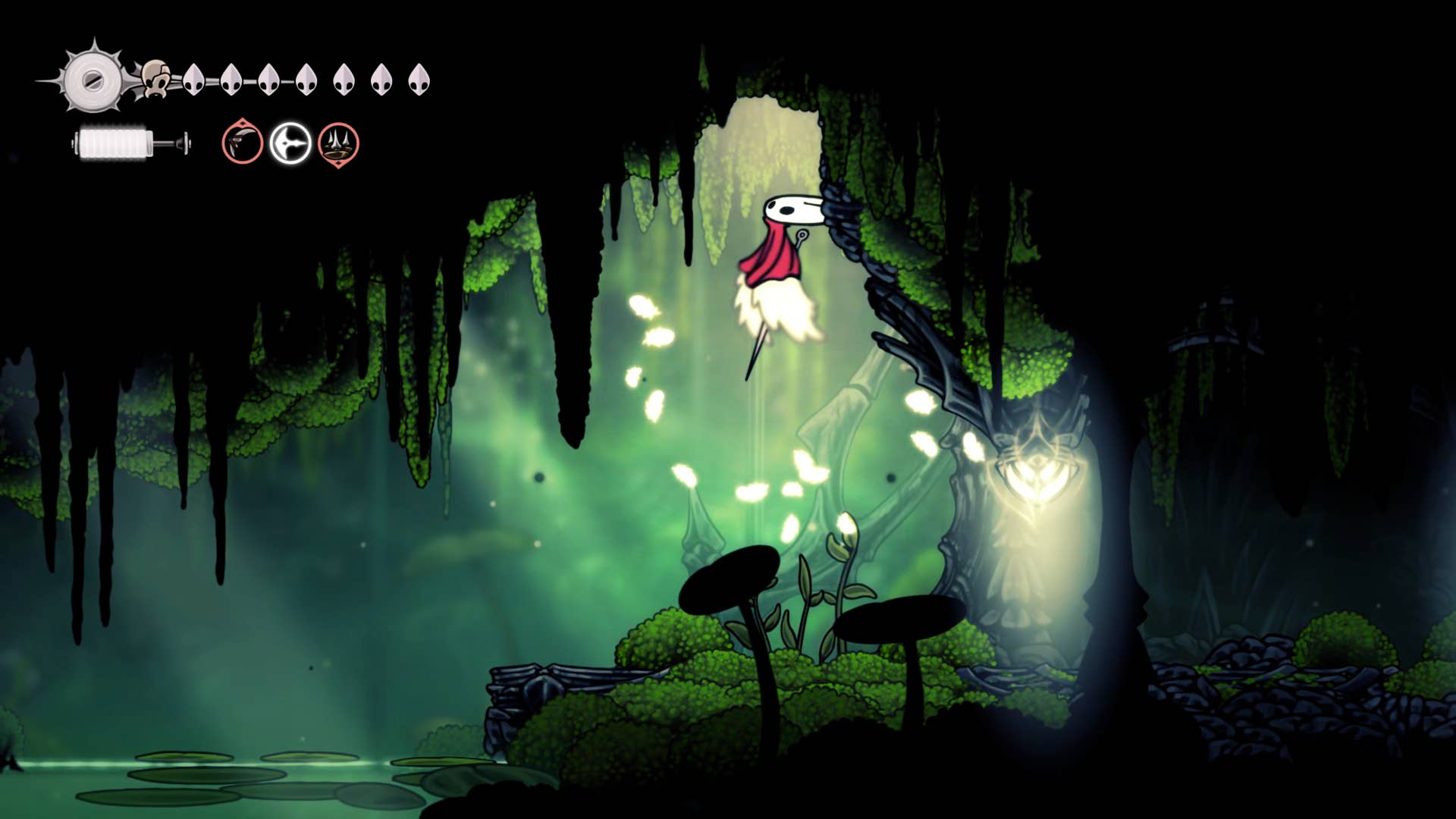 Hollow Knight screenshot: Silksong shows the paths through various side quest areas late in the game.