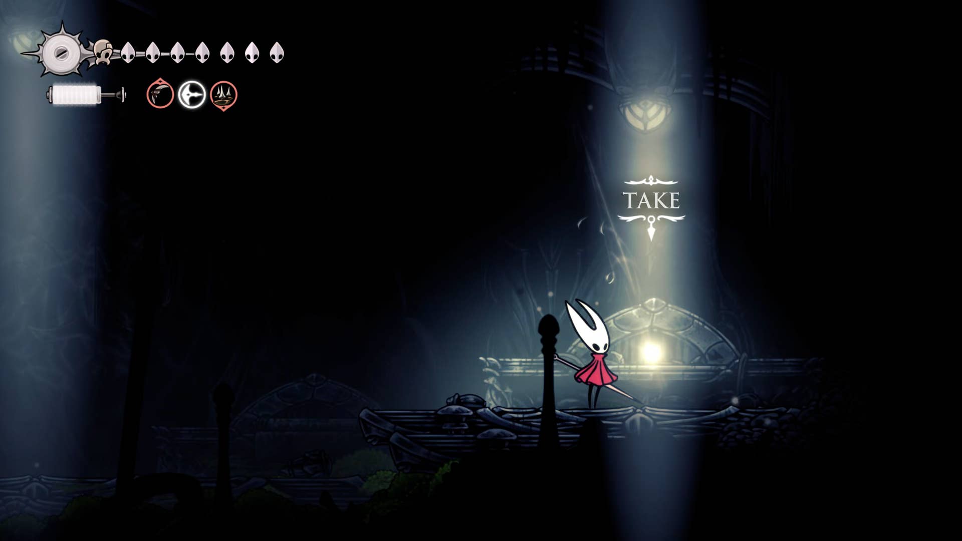 Hollow Knight screenshot: Silksong shows the paths through various side quest areas late in the game.