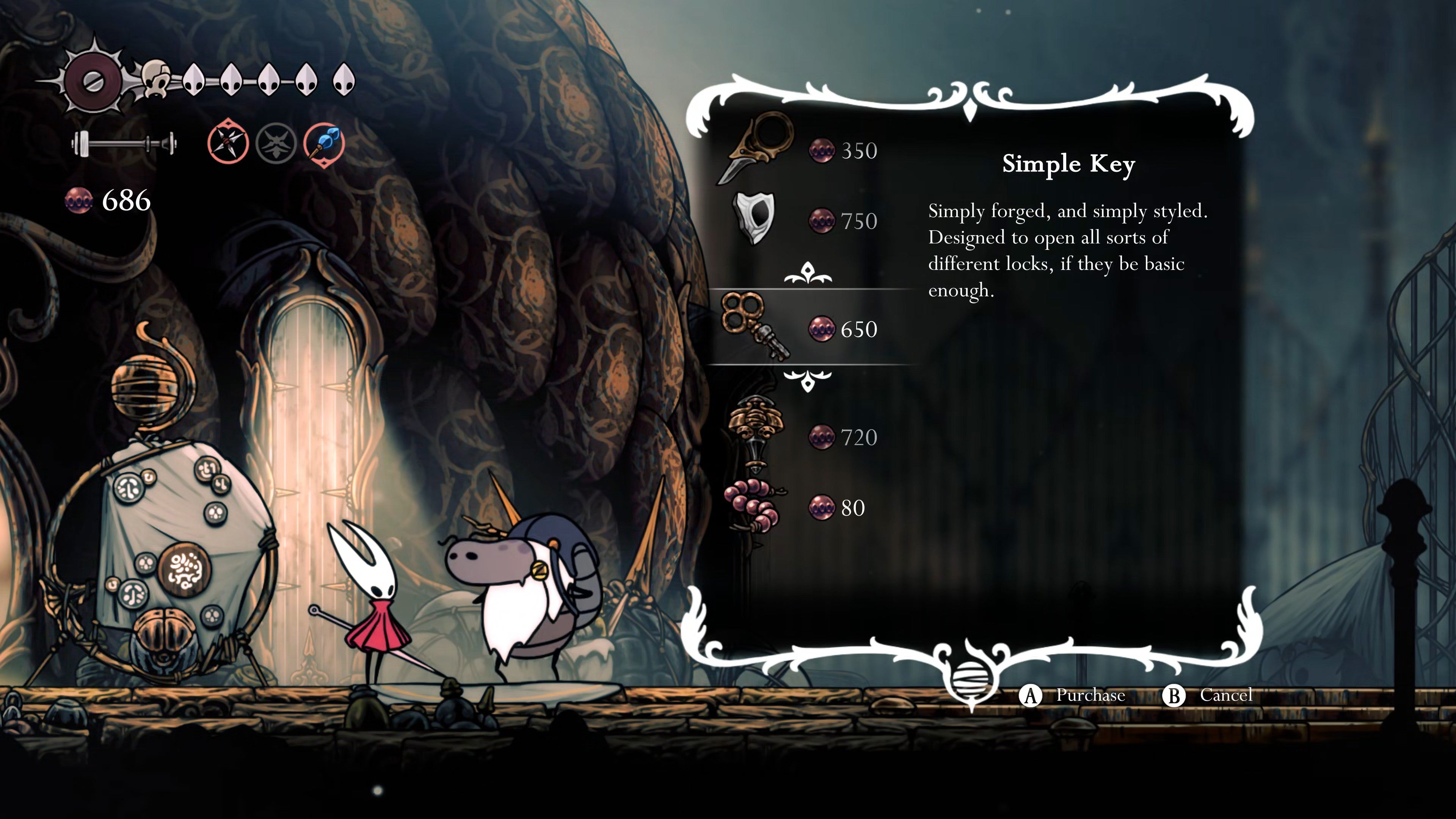 A screenshot of Hollow Knight: Silksong showing the path through the lower areas of Deep Docks. - 3