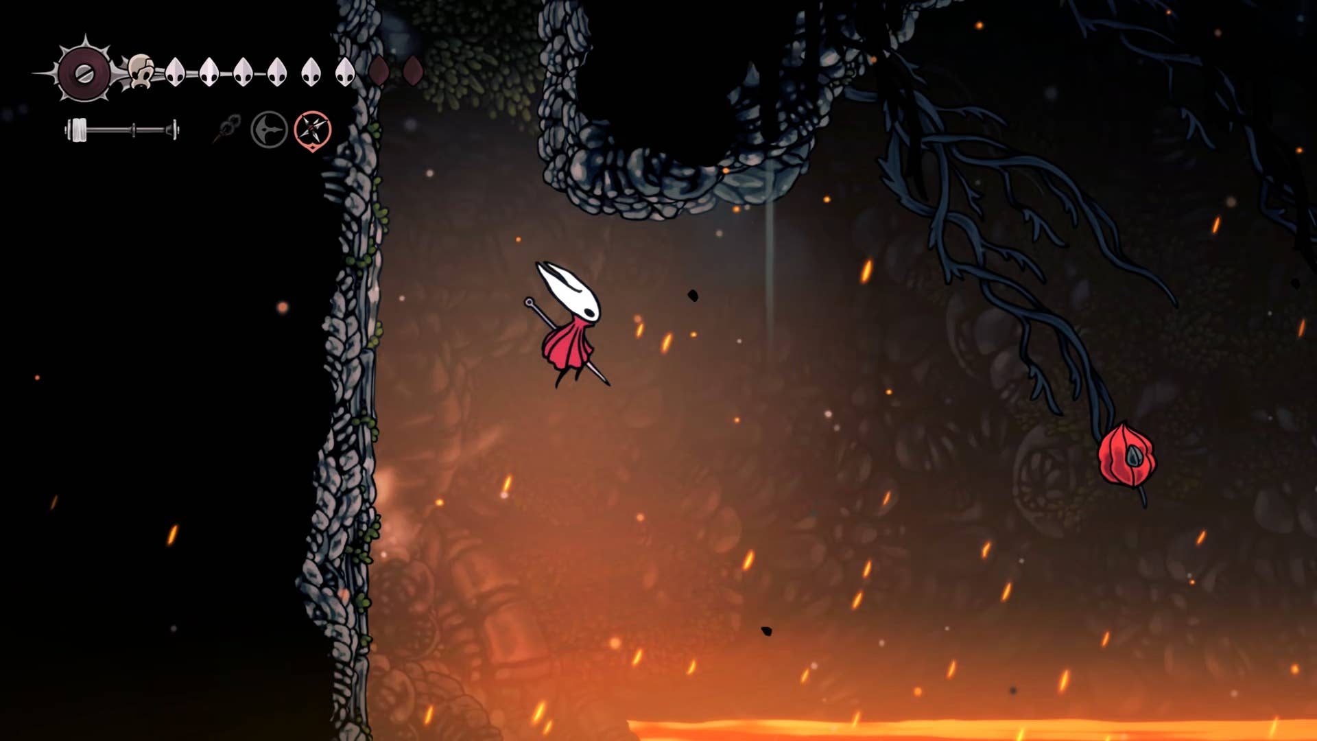 Hollow Knight screenshot: Silksong shows the path through the area below the deep dock.