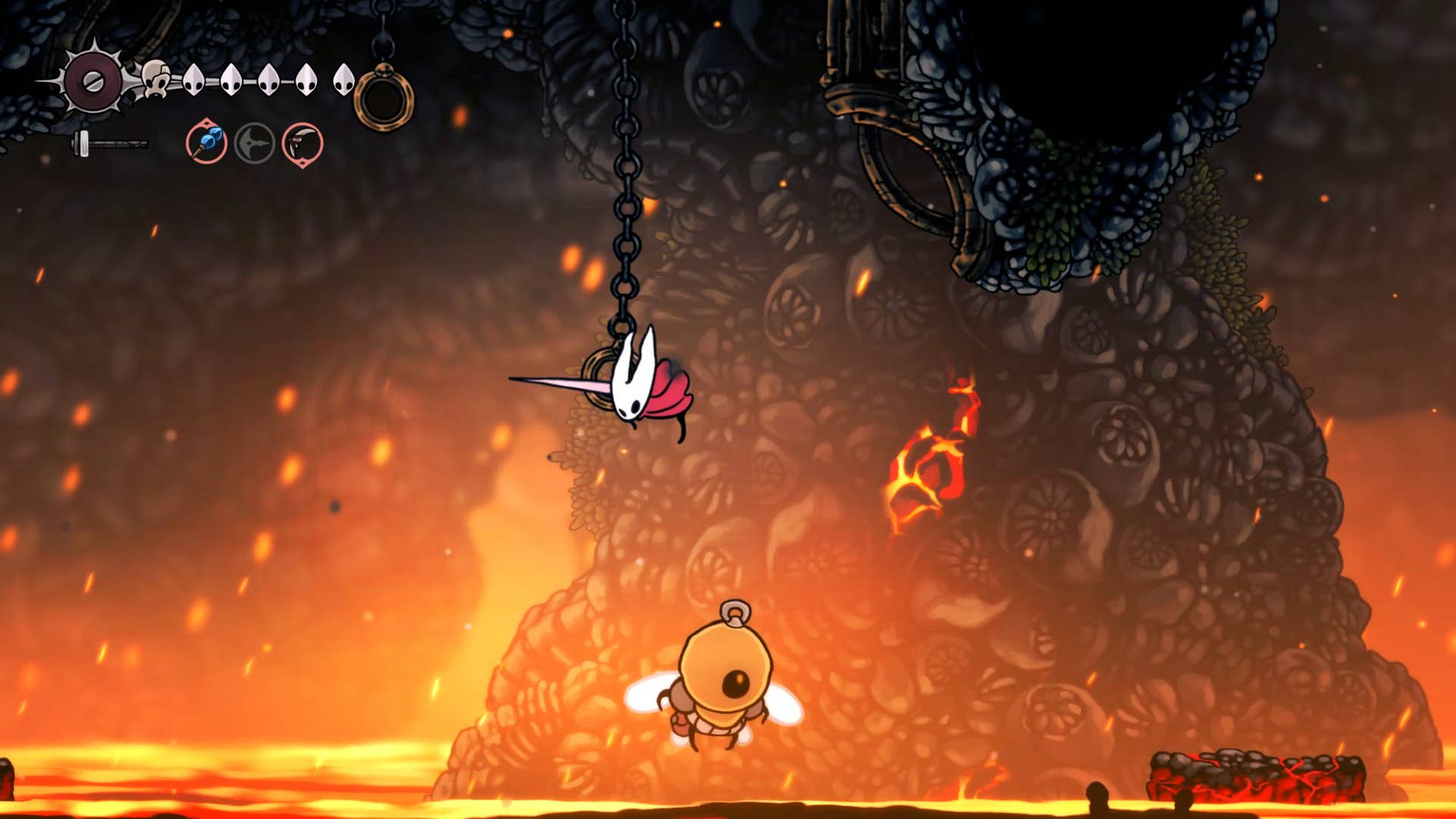 Hollow Knight screenshot: Silksong shows the path through the area below the deep dock.