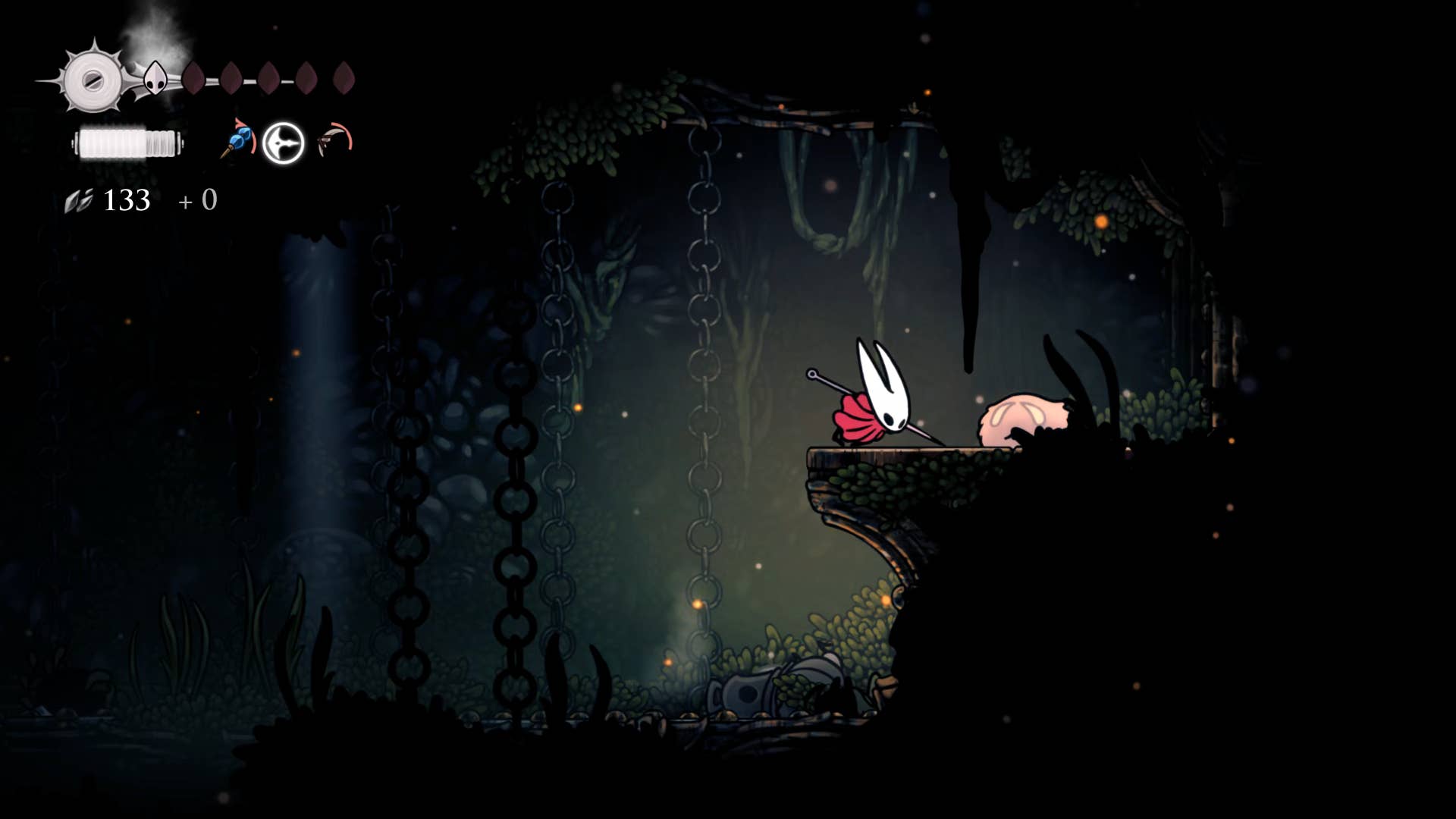 Hollow Knight screenshot: Silksong shows the path through the area below the deep dock.