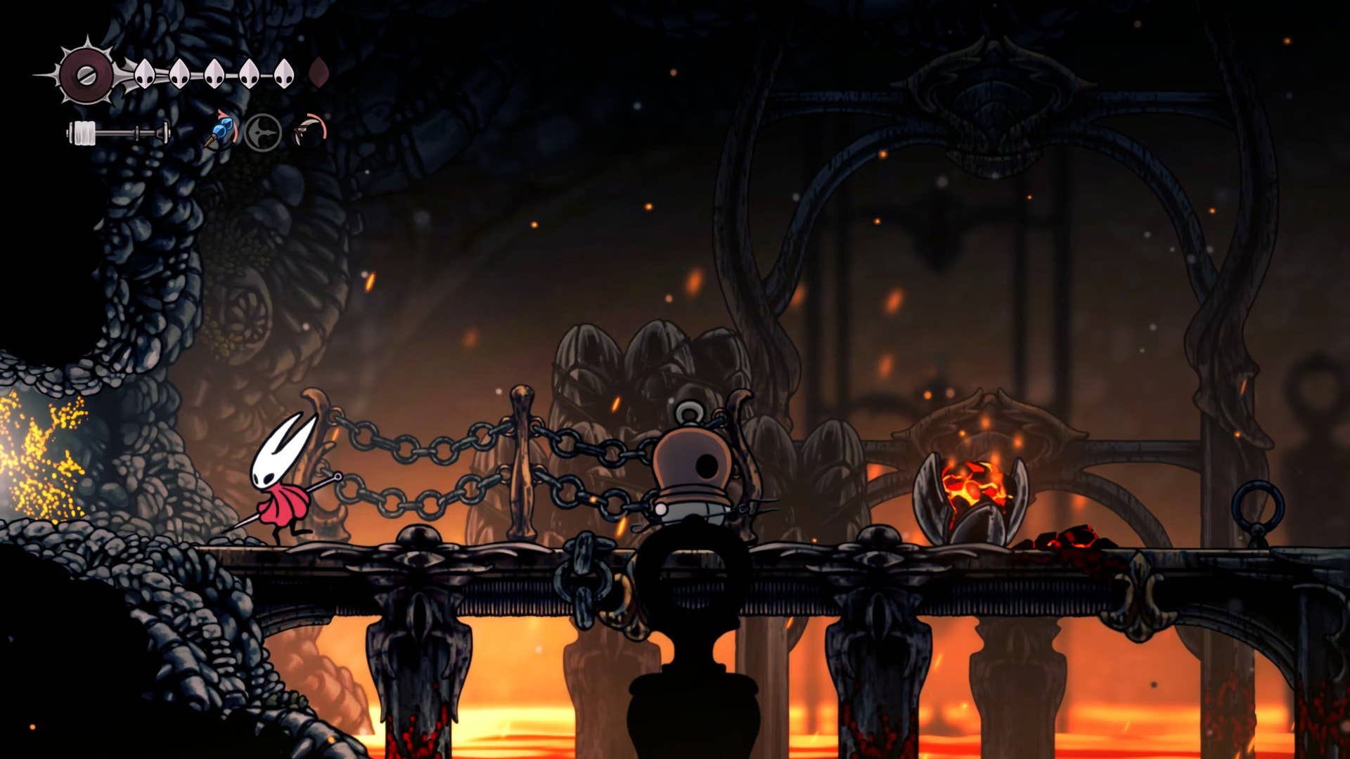 Hollow Knight screenshot: Silksong shows the path through the area below the deep dock.