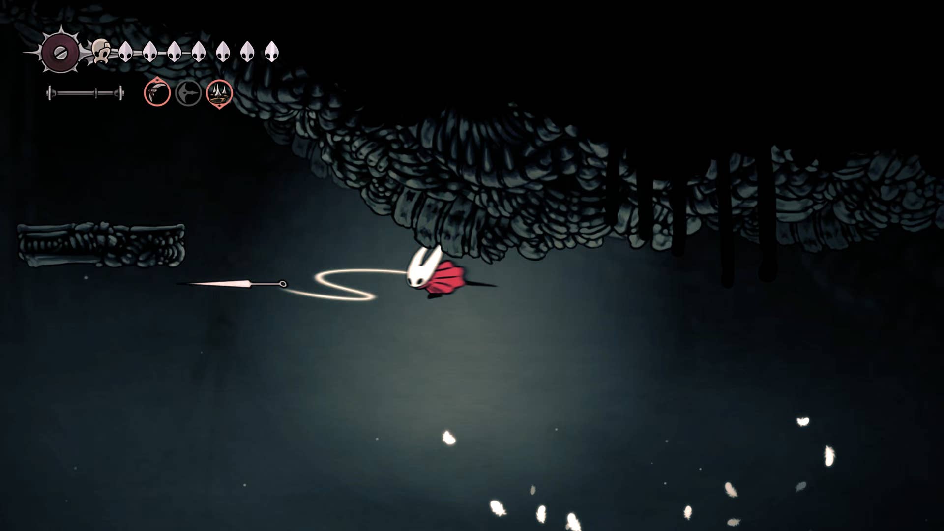 Hollow Knight screenshot: Silksong shows the paths through various side quest areas late in the game.
