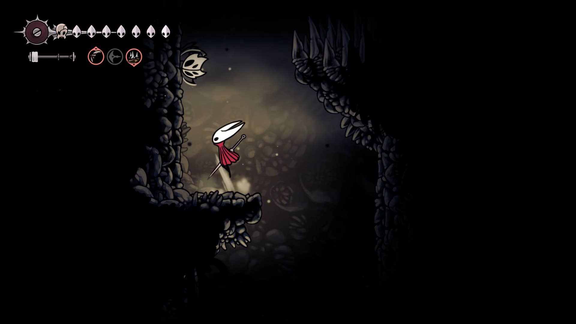 Hollow Knight screenshot: Silksong shows the paths through various side quest areas late in the game.