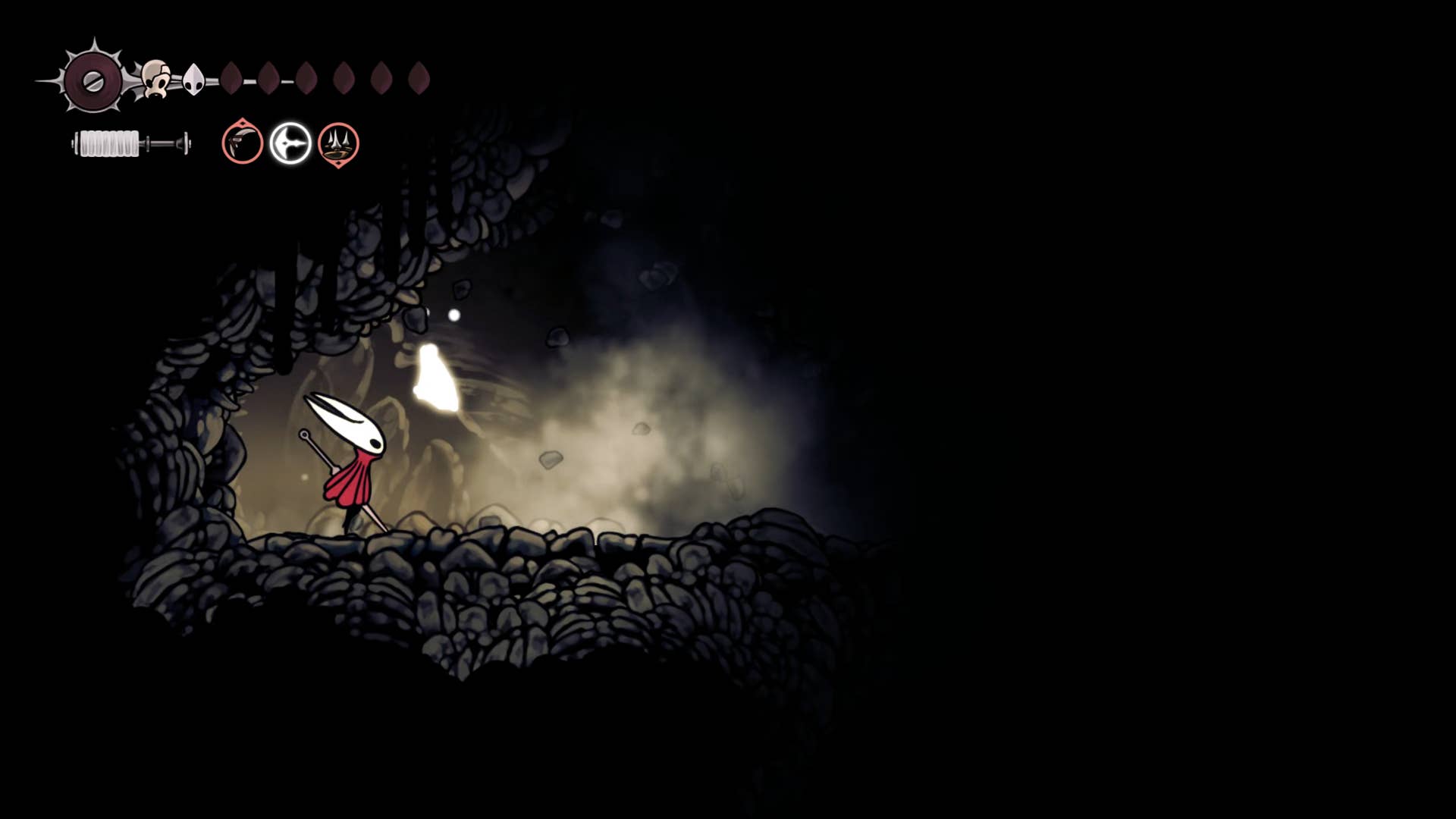 Hollow Knight screenshot: Silksong shows the paths through various side quest areas late in the game.