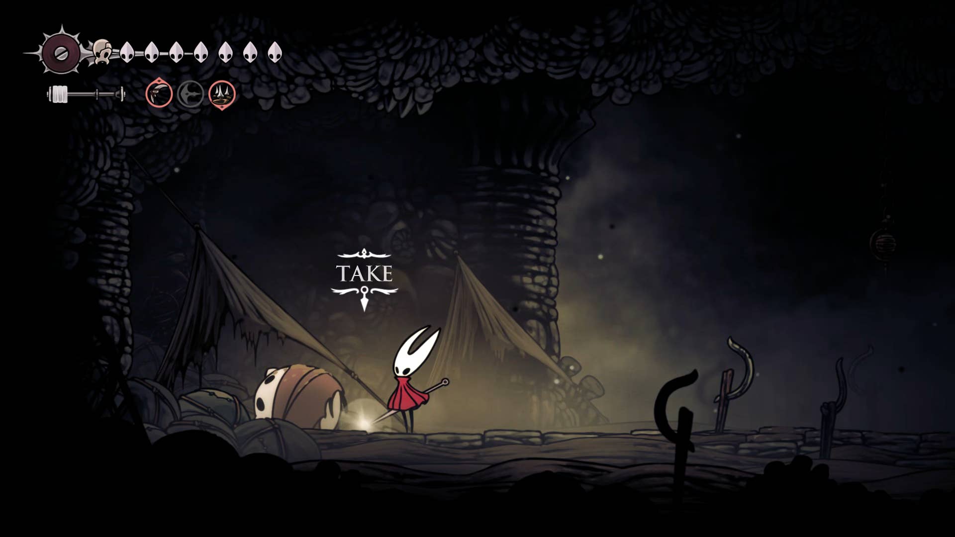 Hollow Knight screenshot: Silksong shows the paths through various side quest areas late in the game.