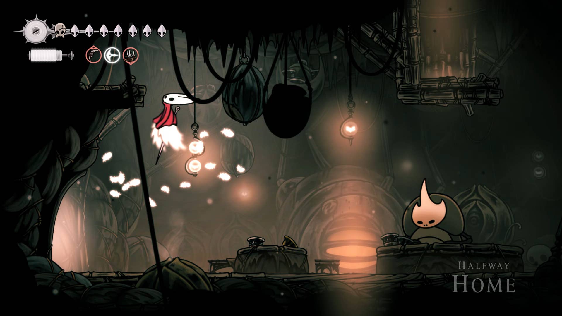 Hollow Knight screenshot: Silksong shows the paths through various side quest areas late in the game.
