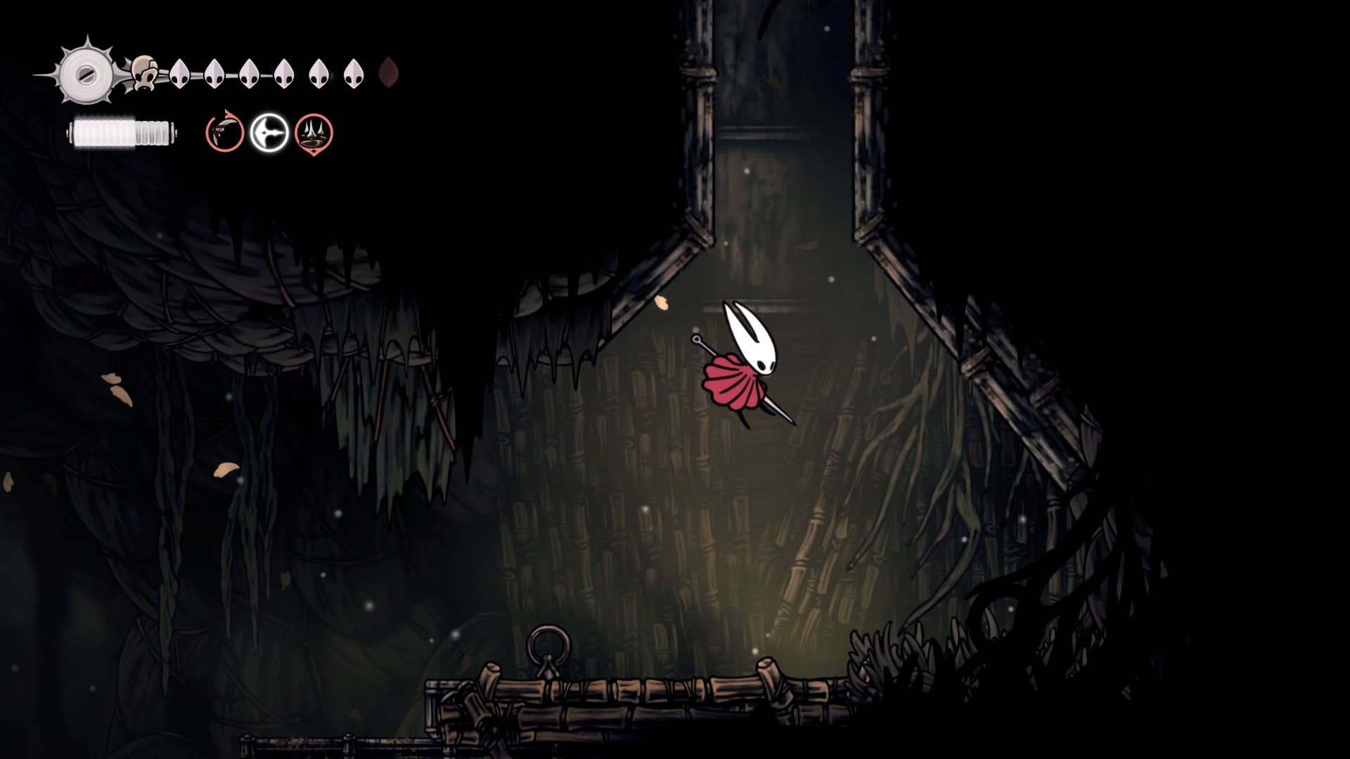 Hollow Knight screenshot: Silksong shows the paths through various side quest areas late in the game.