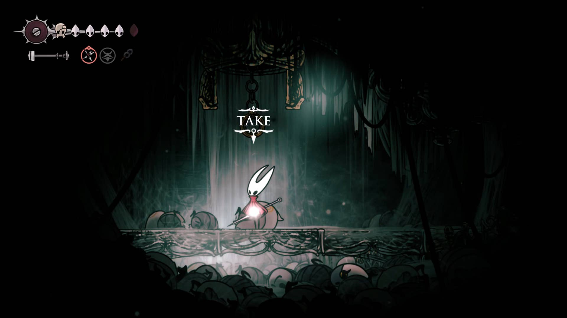 Hollow Knight screenshot: Silksong shows the paths through various side quest areas late in the game.
