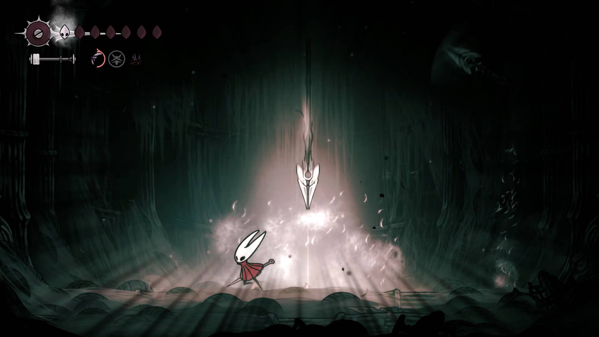 Hollow Knight screenshot: Silksong shows the paths through various side quest areas late in the game.