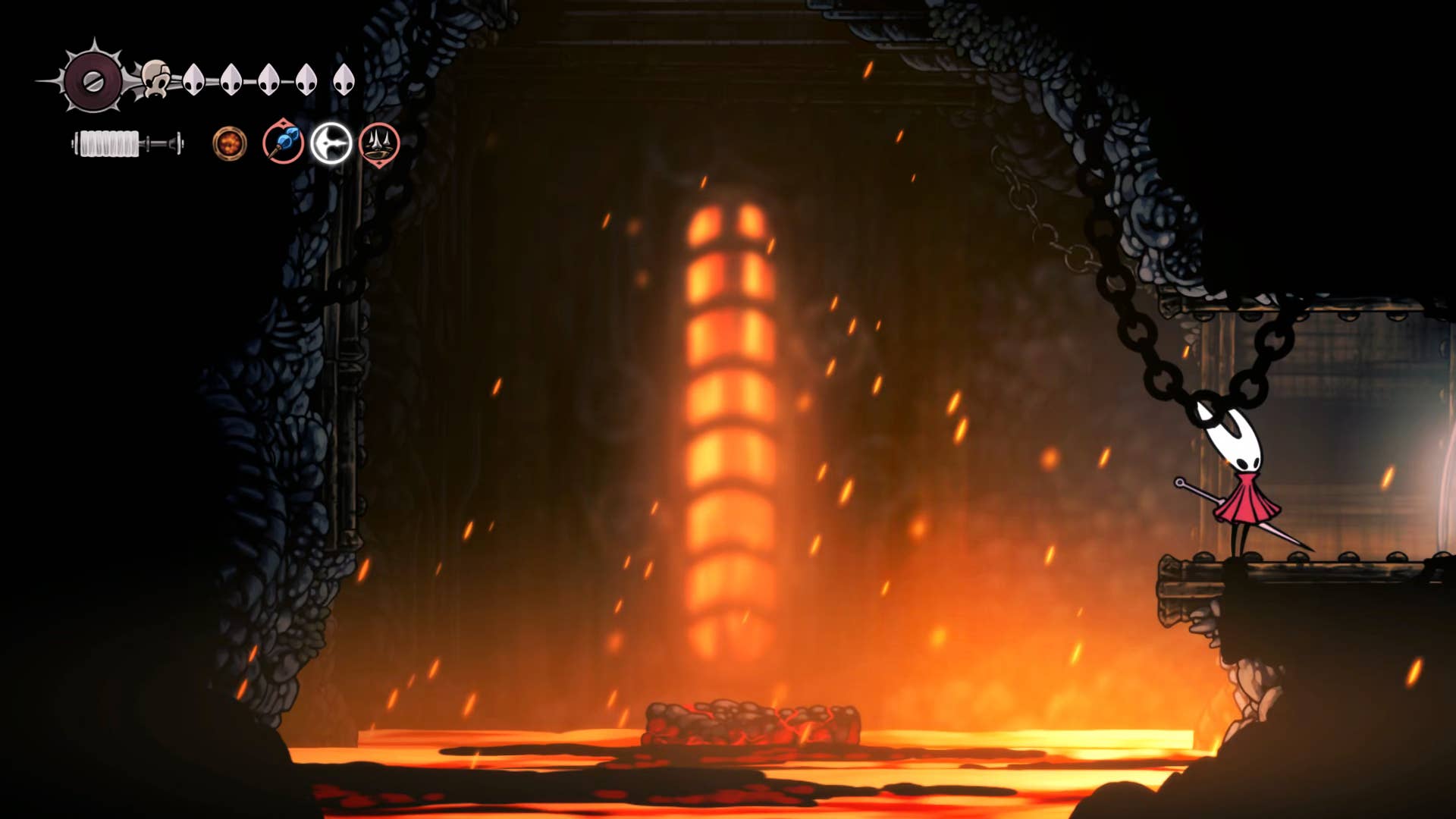 Hollow Knight screenshot: Silksong shows the path through the area below the deep dock.