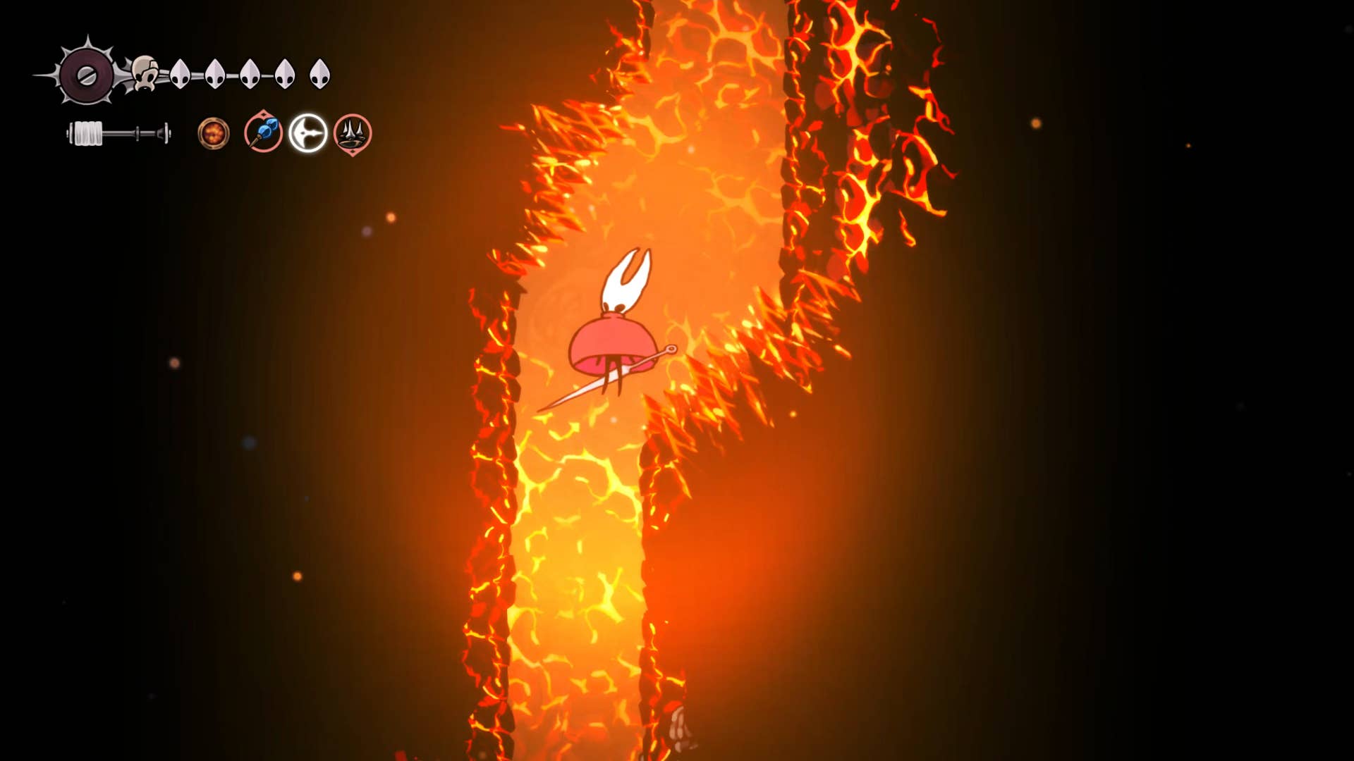 Hollow Knight screenshot: Silksong shows the path through the area below the deep dock.