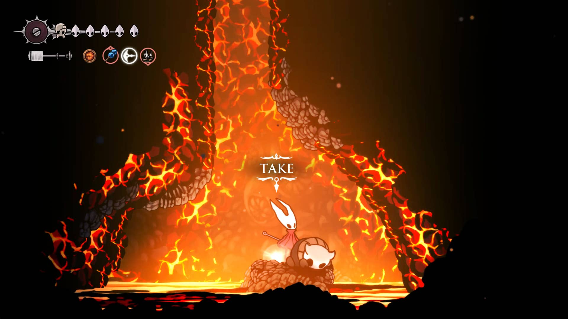 Hollow Knight screenshot: Silksong shows the path through the area below the deep dock.