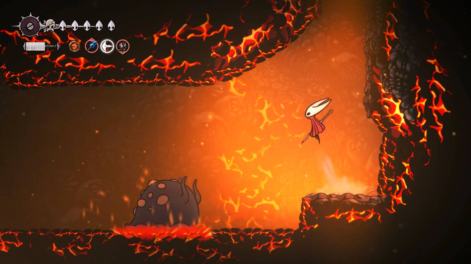 Hollow Knight screenshot: Silksong shows the path through the area below the deep dock.