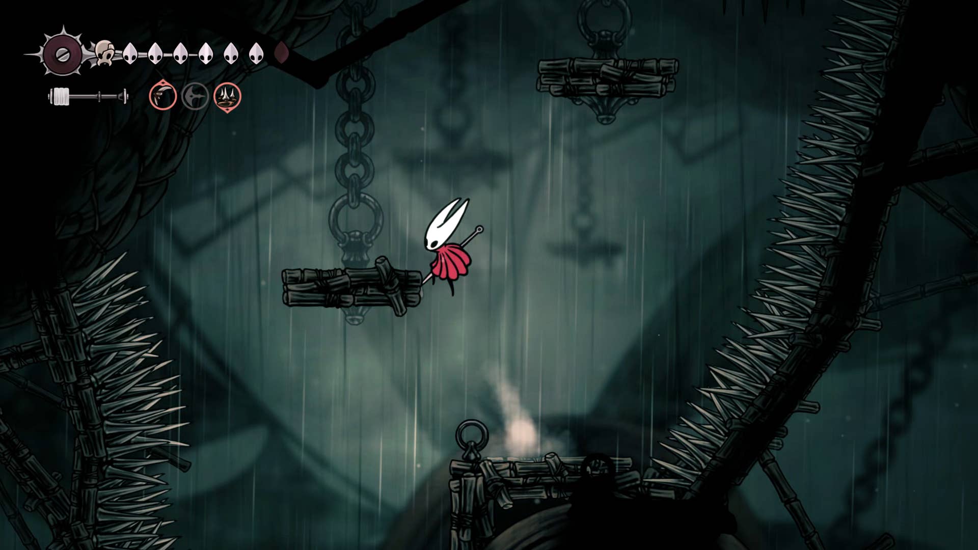 Hollownight screenshot: Silkson showing the path through the Wisp bushes.