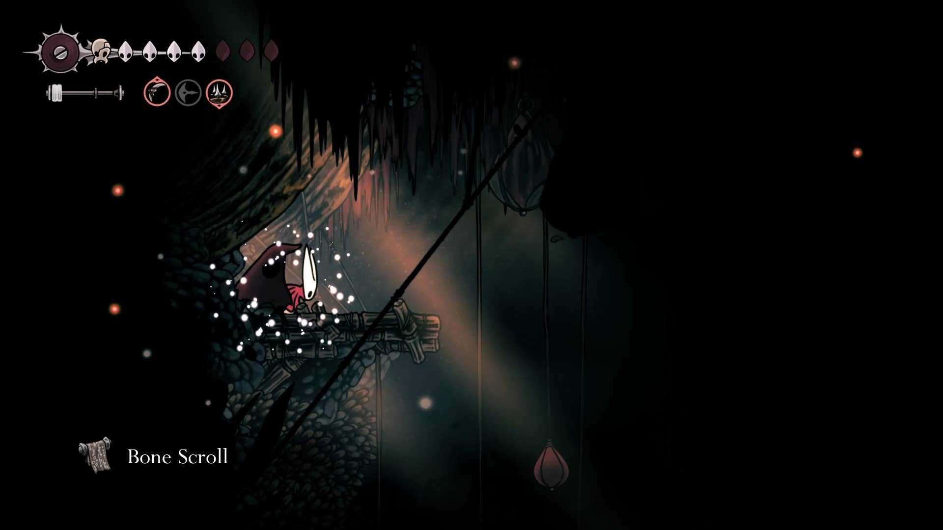 Hollownight screenshot: Silkson showing the path through the Wisp bushes.