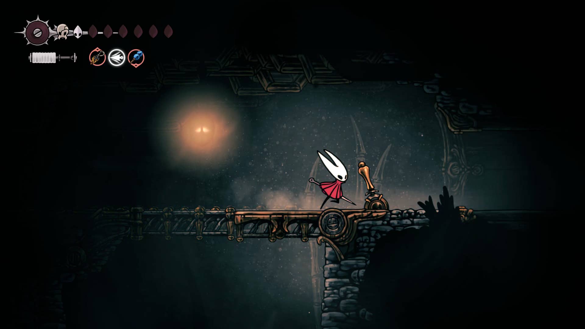 Hollownight screenshot: Silkson showing the path through the Wisp bushes.
