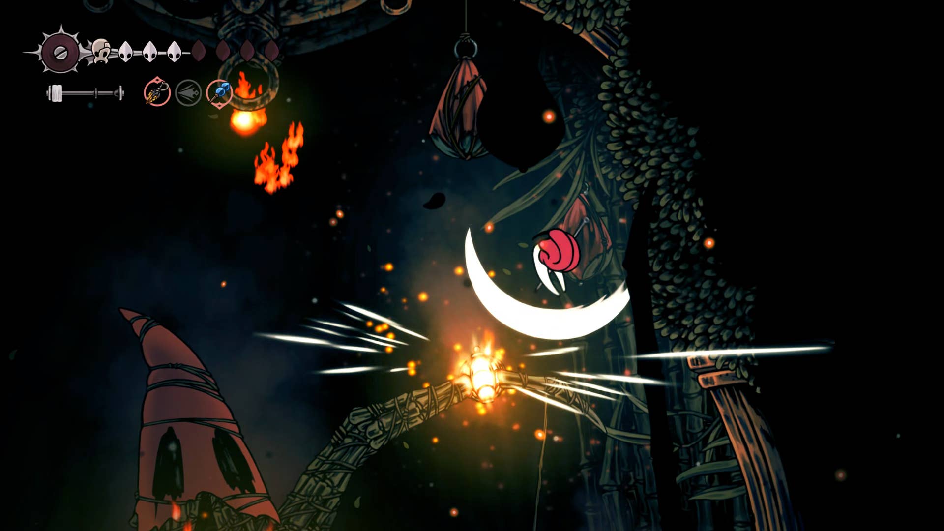 Hollownight screenshot: Silkson showing the path through the Wisp bushes.