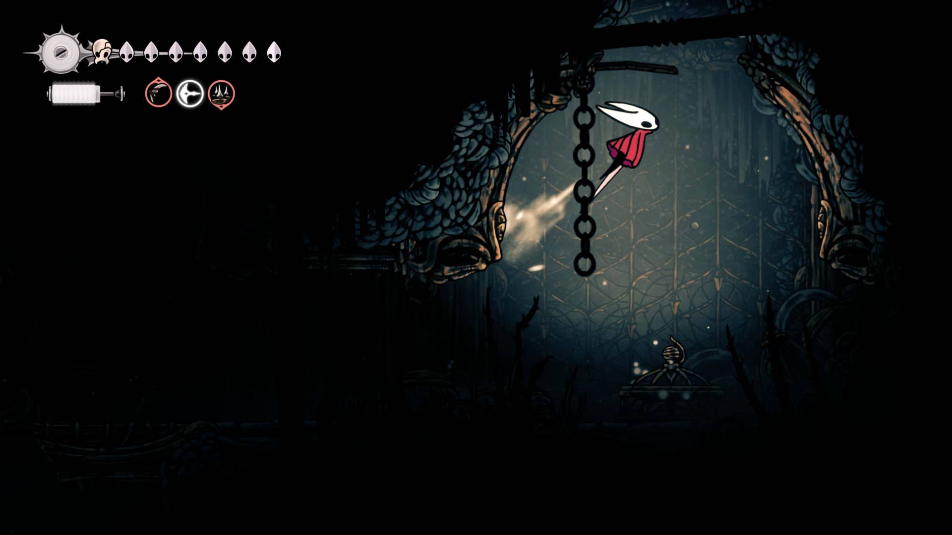 Screenshot of Hollow Knight: Silkson showing a path through the slab.