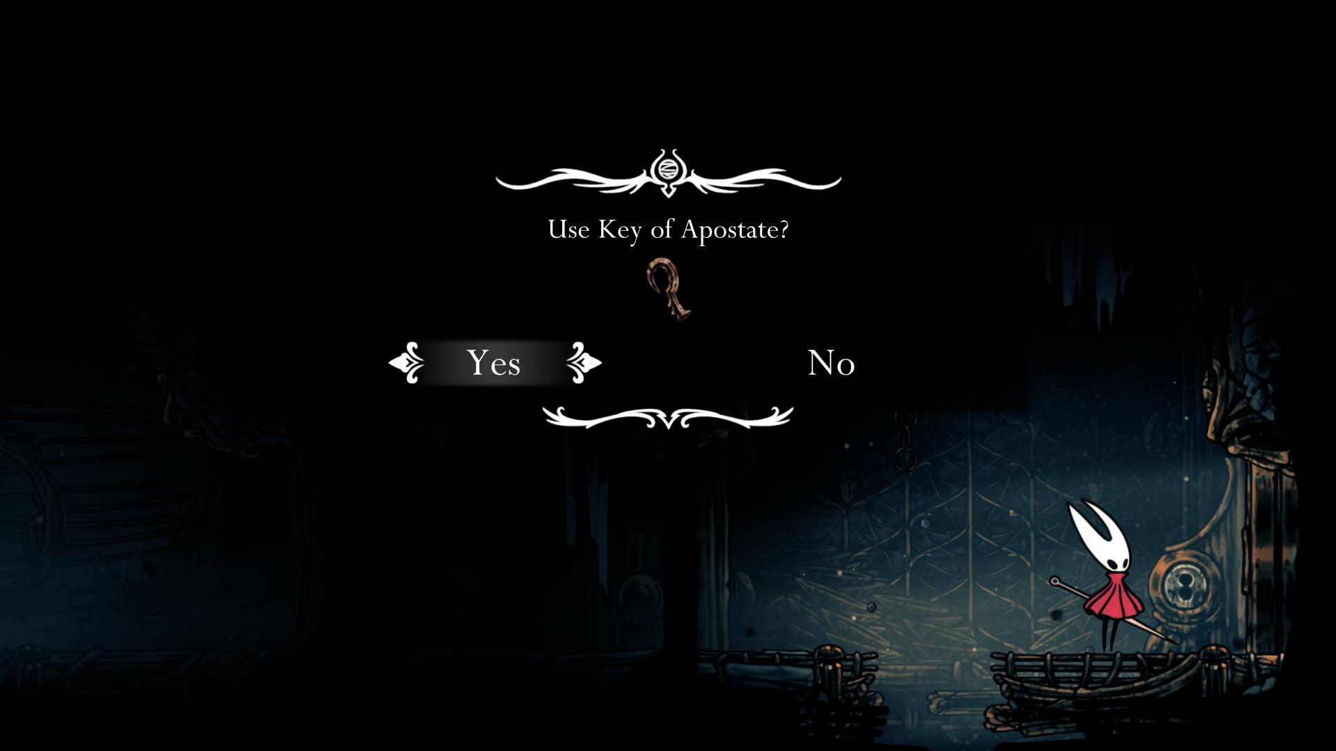Screenshot of Hollow Knight: Silkson showing a path through the slab.